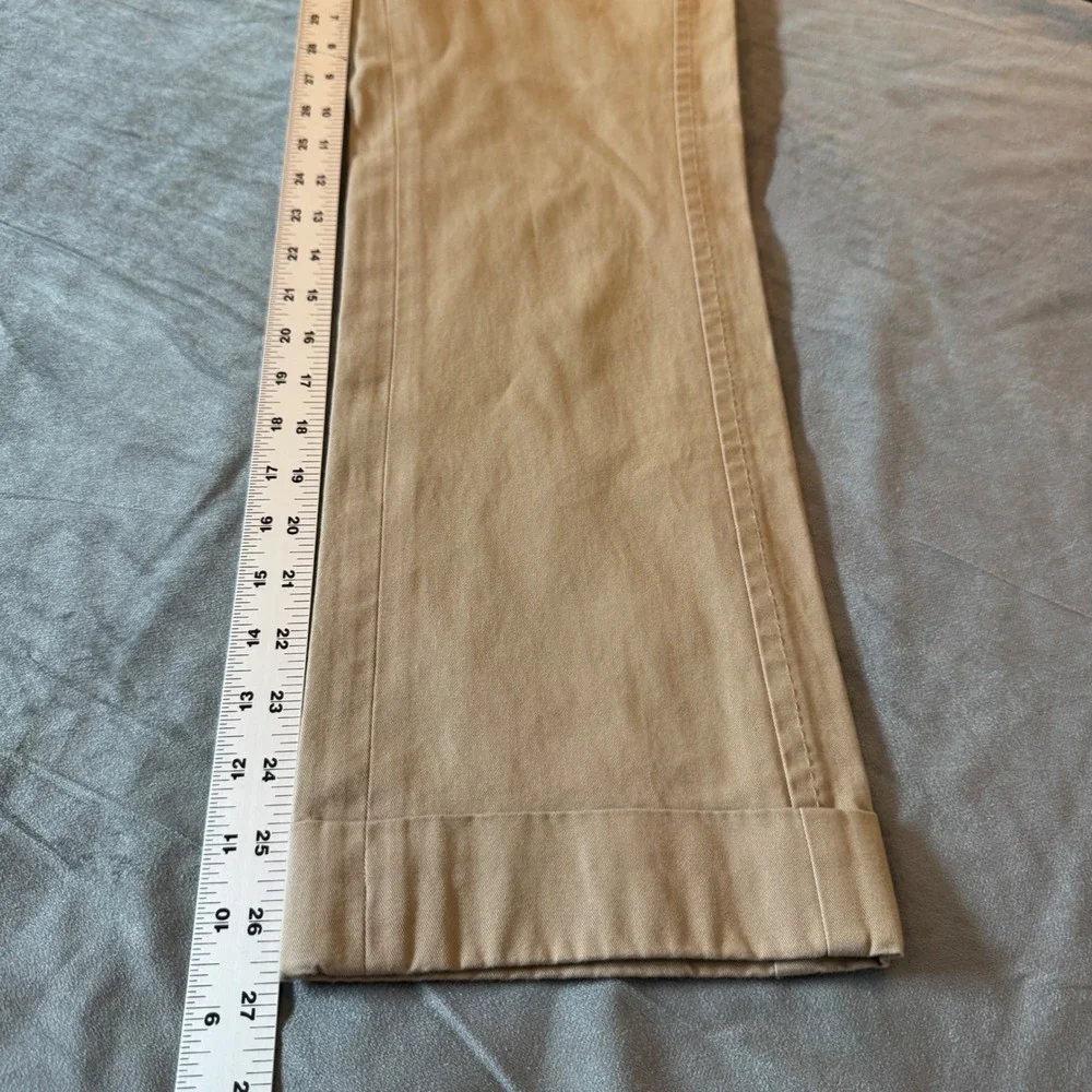 Tory Burch Womens Straight Leg Crop Pant 2 Tan Khaki Cotton Twill Preppy Classic
